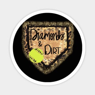 Diamonds and Dirt Softball Cheetah Faux Glitter Design Magnet